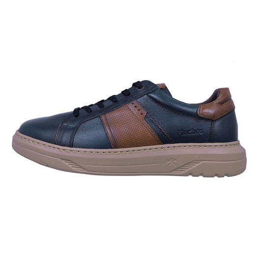 Fluchos Boston : Baskets en cuir pour homme, bleu York F2043