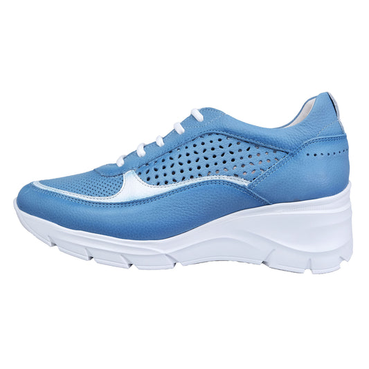 Fluchos Olas – Zapatos Mujer Cordones Cuña Azul: F1407