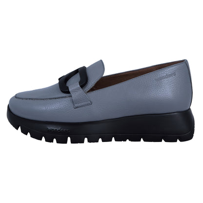 Wonders Rose: Mocasín Mujer Piel Plataforma Gris A-2453