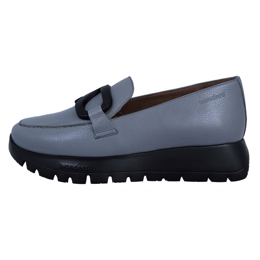 Wonders Rose: Mocasín Mujer Piel Plataforma Gris A-2453
