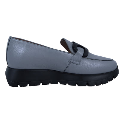 Wonders Rose: Mocasín Mujer Piel Plataforma Gris A-2453