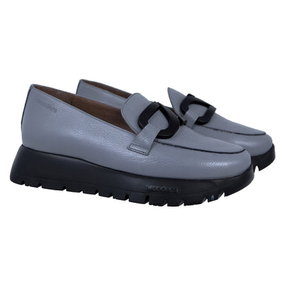 Wonders Rose: Mocasín Mujer Piel Plataforma Gris A-2453