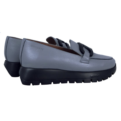 Wonders Rose: Mocasín Mujer Piel Plataforma Gris A-2453