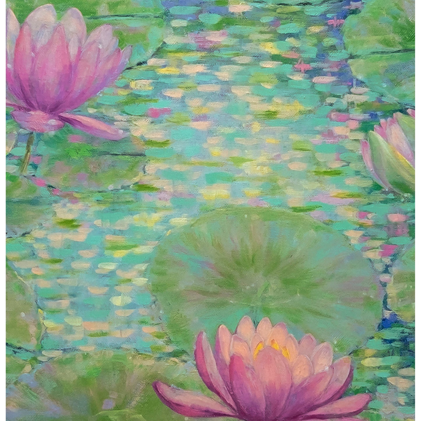 Jardín de Luz y Nenúfares – Óleo Original de Anastasia Woron 60×73 cm(2026)