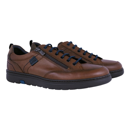 Fluchos Atlas: Brown Leather Sneakers for Men F0298