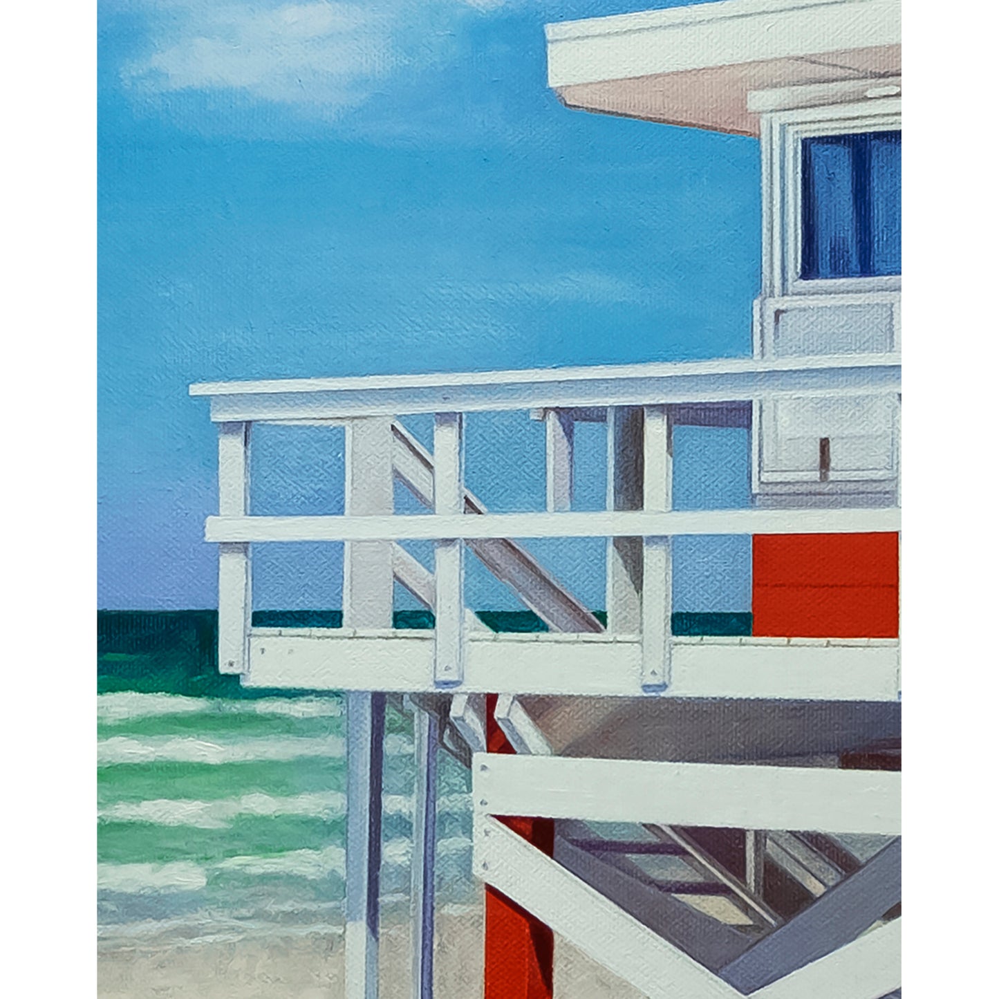 Anastasia Woron - Original Signed Oil Painting 2024: Miami Lifeguard Tower 81x65cm
