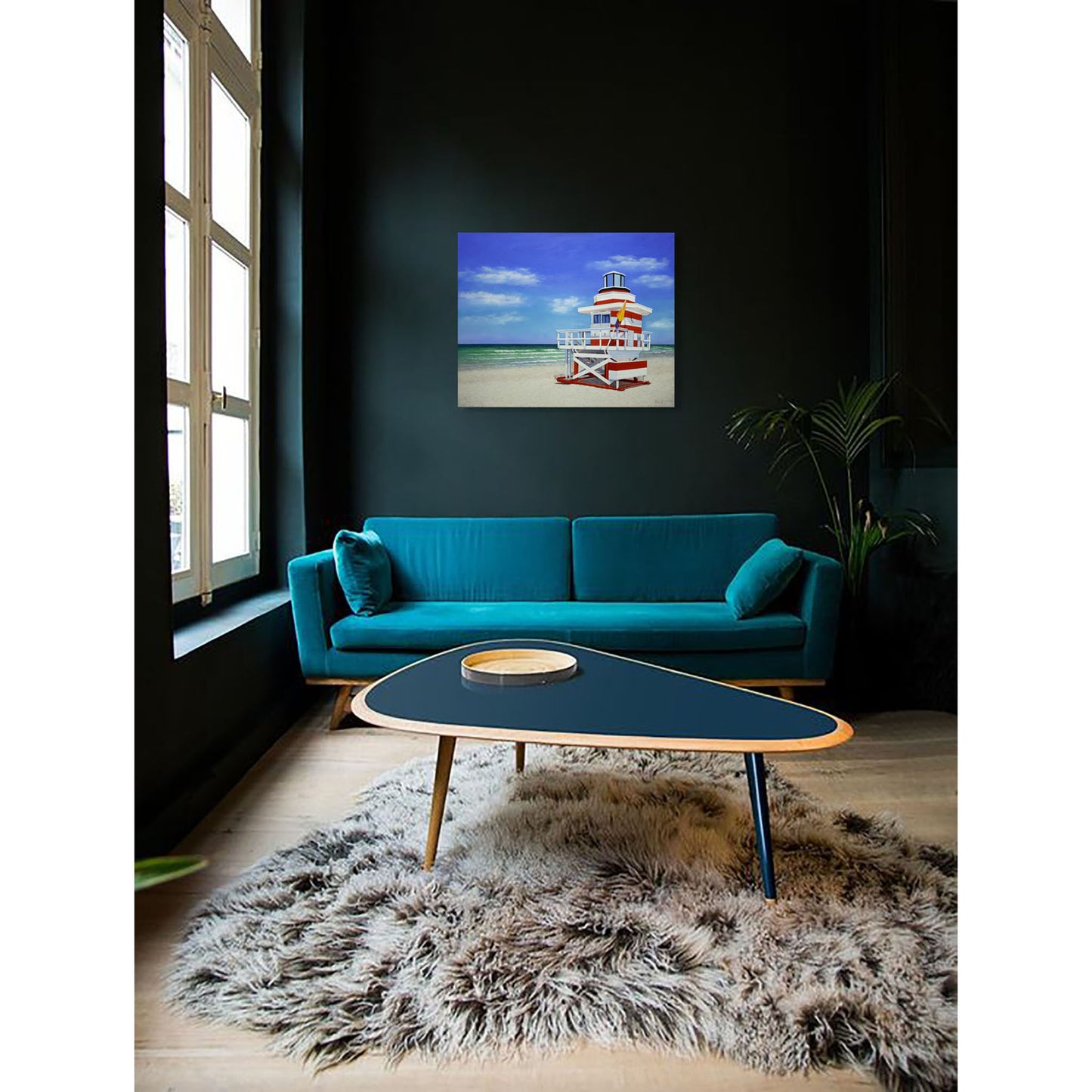 Anastasia Woron - Original Signed Oil Painting 2024: Miami Lifeguard Tower 81x65cm