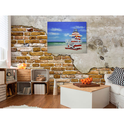 Anastasia Woron - Original Signed Oil Painting 2024: Miami Lifeguard Tower 81x65cm
