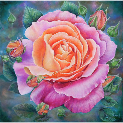 Anastasia Woron: “Rosa Rosada” – Óleo 40×40 cm (2020)