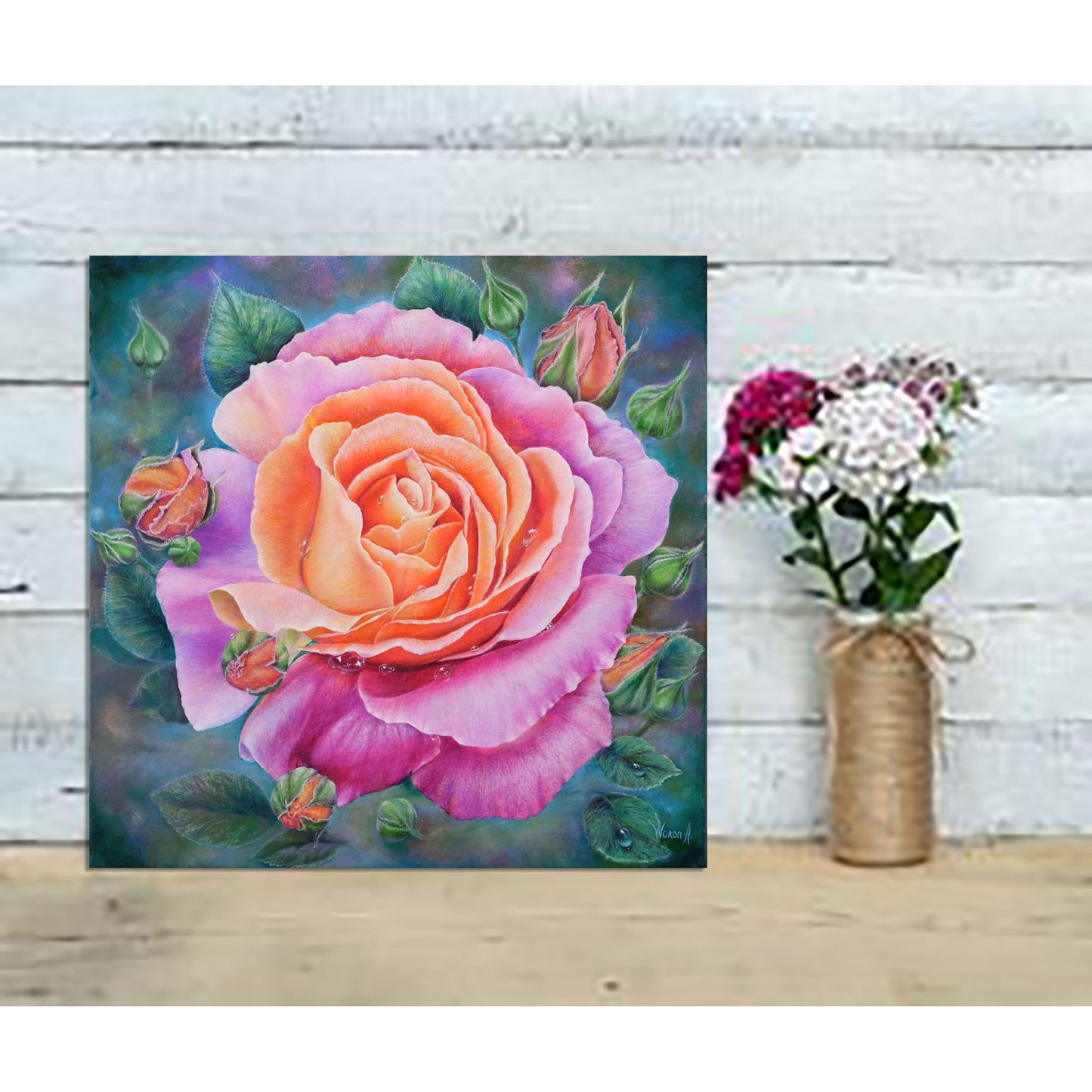 Anastasia Woron: “Rosa Rosada” – Óleo 40×40 cm (2020)