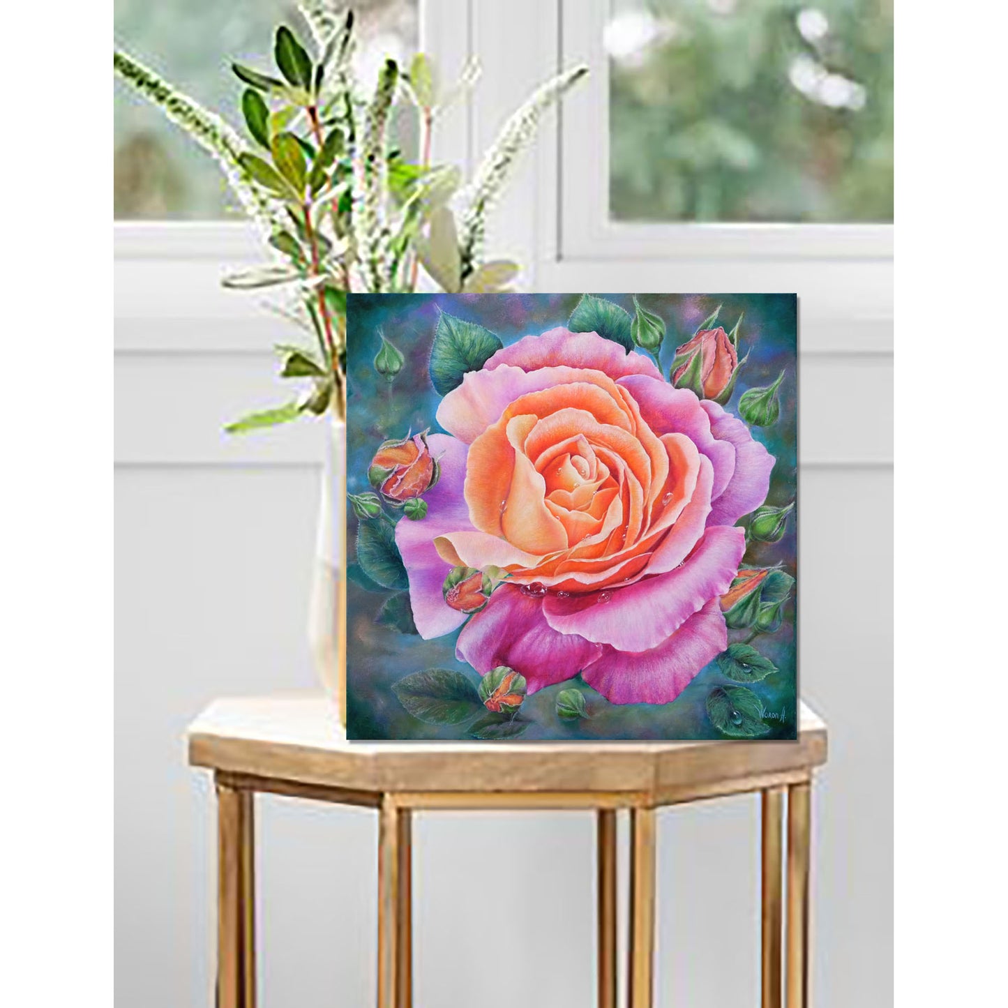 Anastasia Woron: “Rosa Rosada” – Óleo 40×40 cm (2020)