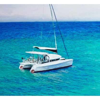 Anastasia Woron “Aguas Turquesas de Mallorca” - Óleo Original Firmado 62x52cm 2023