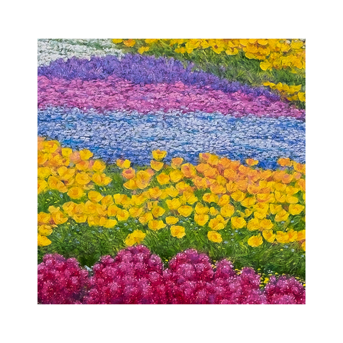 Detalle de Endless Bloom: Floral Symphony: flores amarillas, rosas y azules