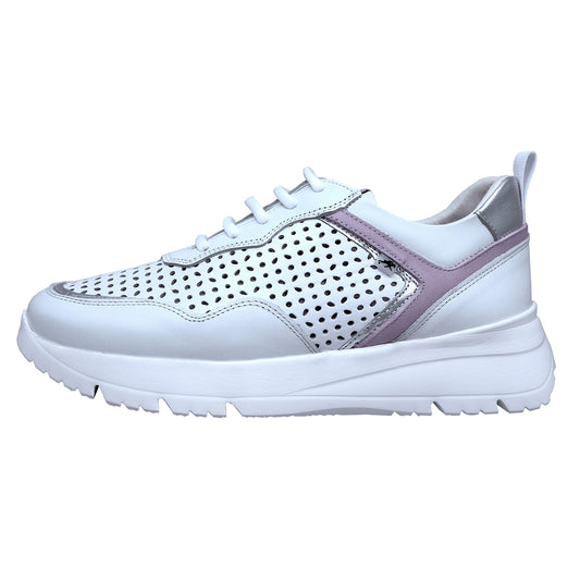 Fluchos Eira: Women's Lace-Up Sneakers in White Leather F1680