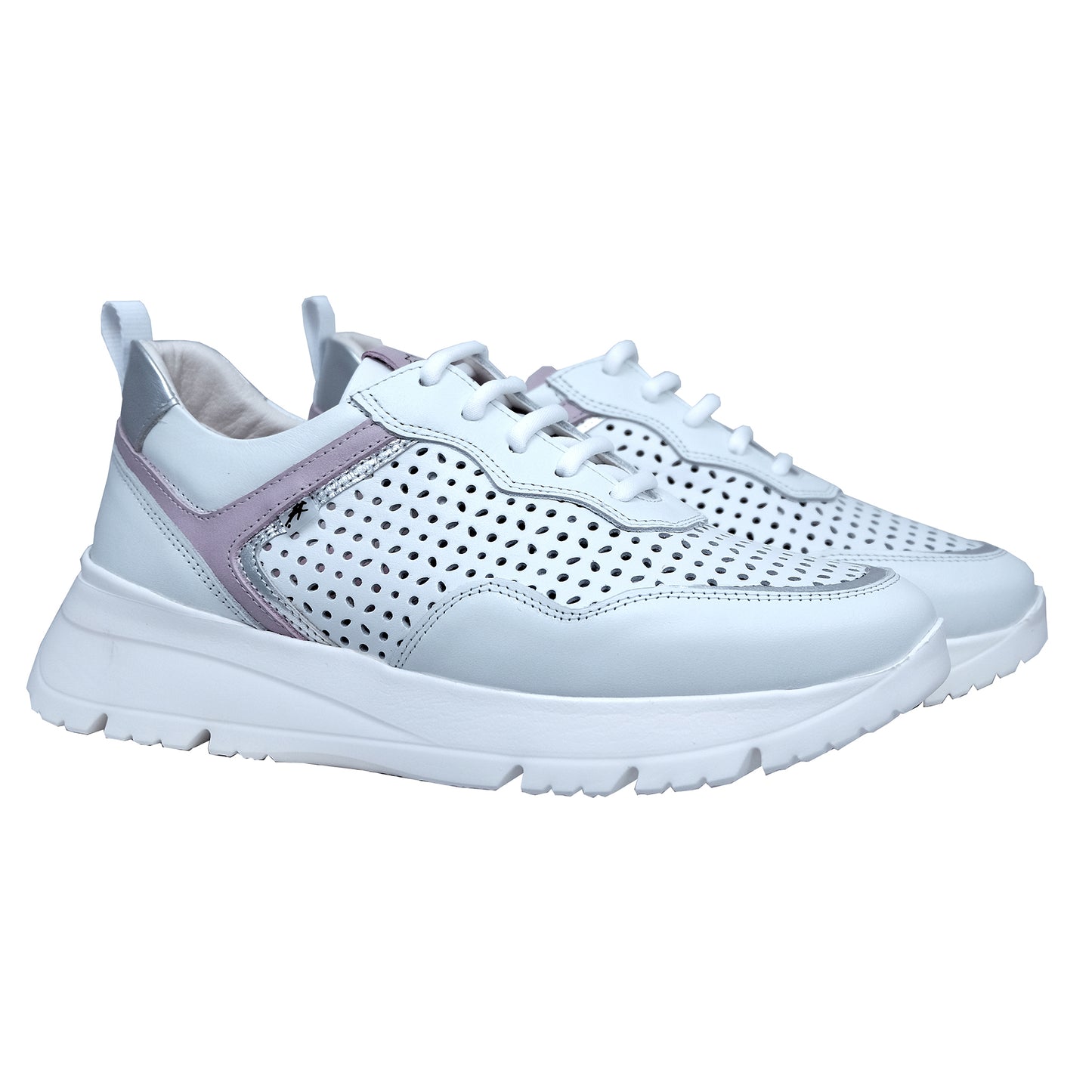 Fluchos Eira: Women's Lace-Up Sneakers in White Leather F1680