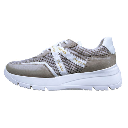 Fluchos Eira: Women's Lace-Up Sneakers in Beige Leather F1683