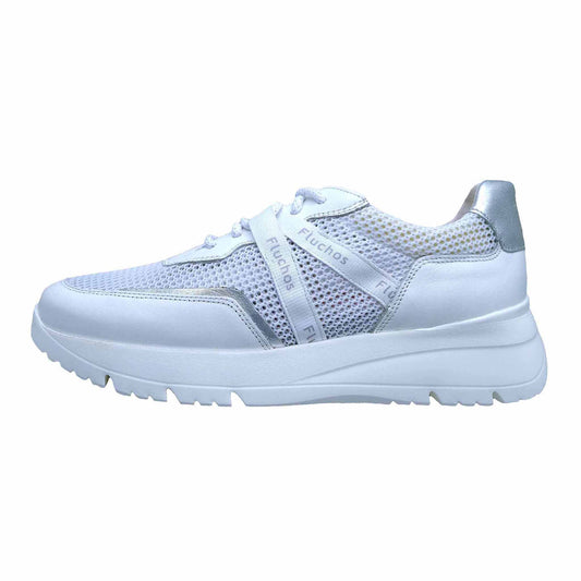 Fluchos Eira: Women's Lace-Up Sneakers in White Leather F1683