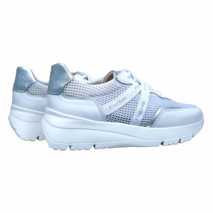 Fluchos Eira: Women's Lace-Up Sneakers in White Leather F1683