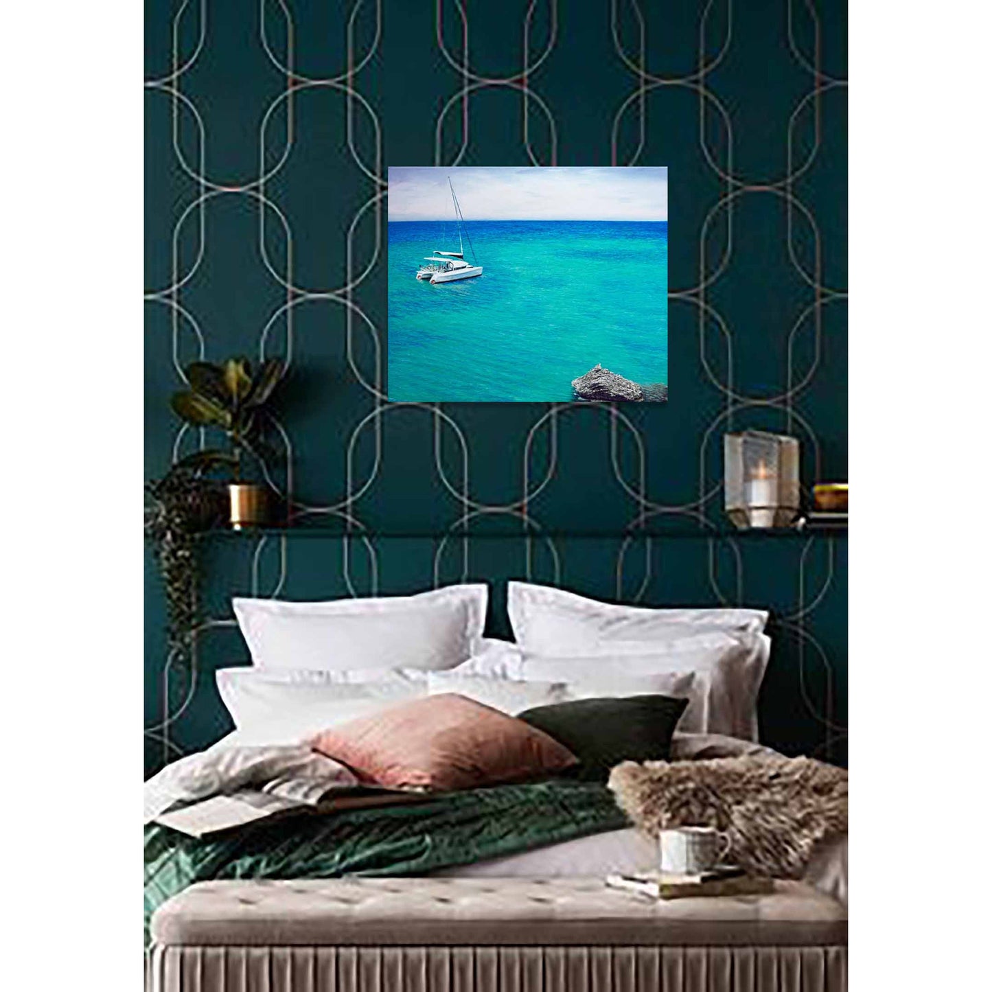 Anastasia Woron “Aguas Turquesas de Mallorca” - Óleo Original Firmado 62x52cm 2023