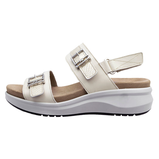 Fluchos Yagon: Women's Sandals with Removable Insoles in Beige Leather F1650