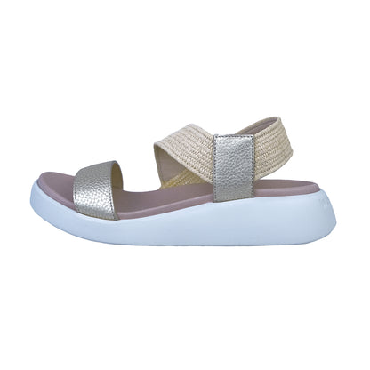Wonders Mar: Sandalias Planas Mujer Piel Confort Dorado C-6553