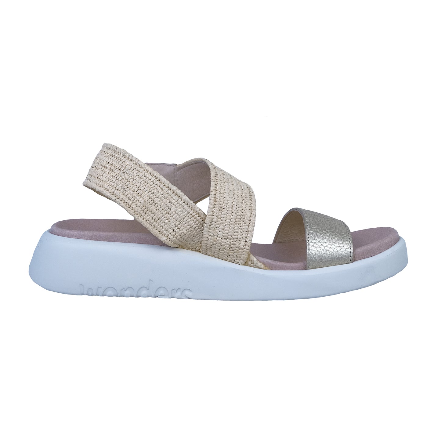 Wonders Mar: Sandalias Planas Mujer Piel Confort Dorado C-6553