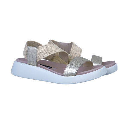 Wonders Mar: Sandalias Planas Mujer Piel Confort Dorado C-6553