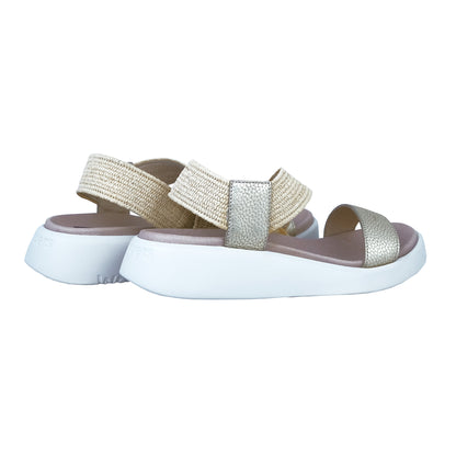 Wonders Mar: Sandalias Planas Mujer Piel Confort Dorado C-6553