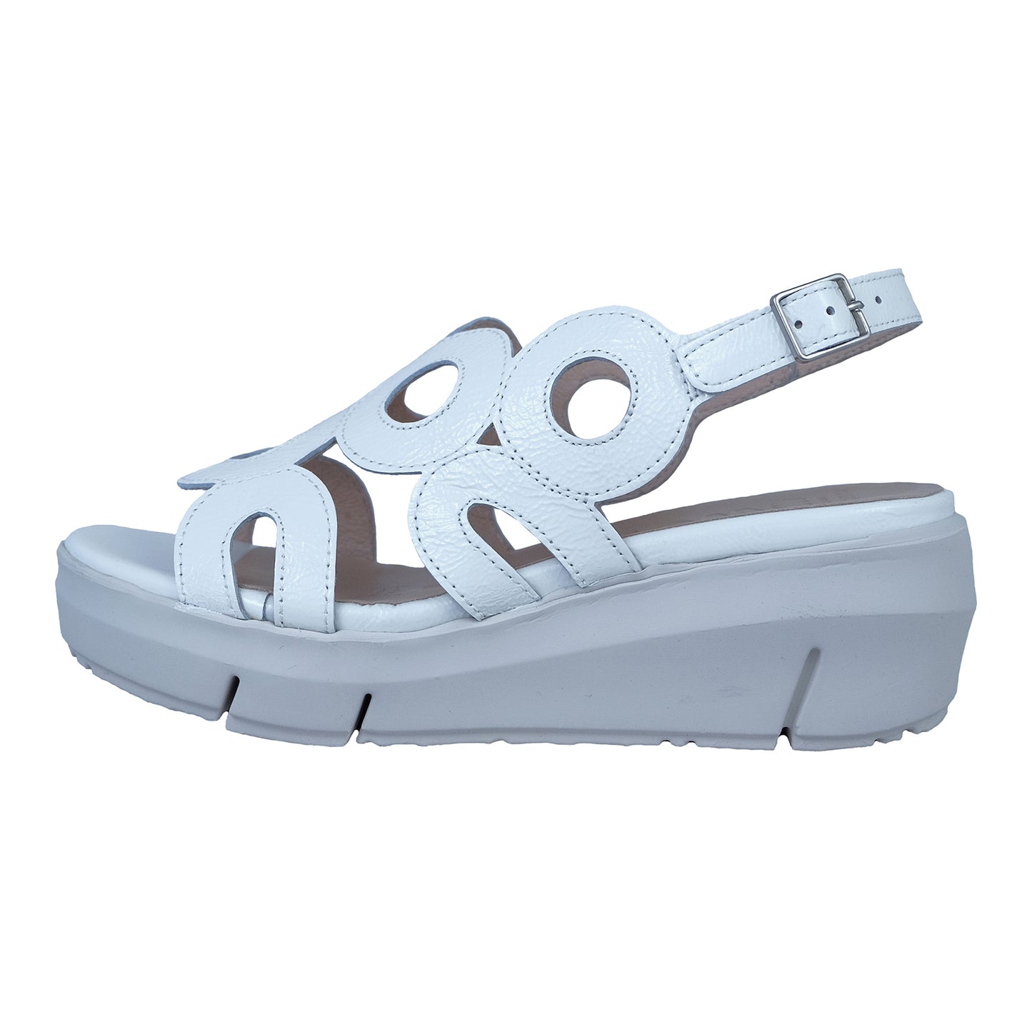 Wonders Flyn: Sandalia Cuña Piel Blanco D-8282