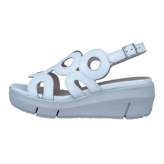 Wonders Flyn: Sandalia Cuña Piel Blanco D-8282