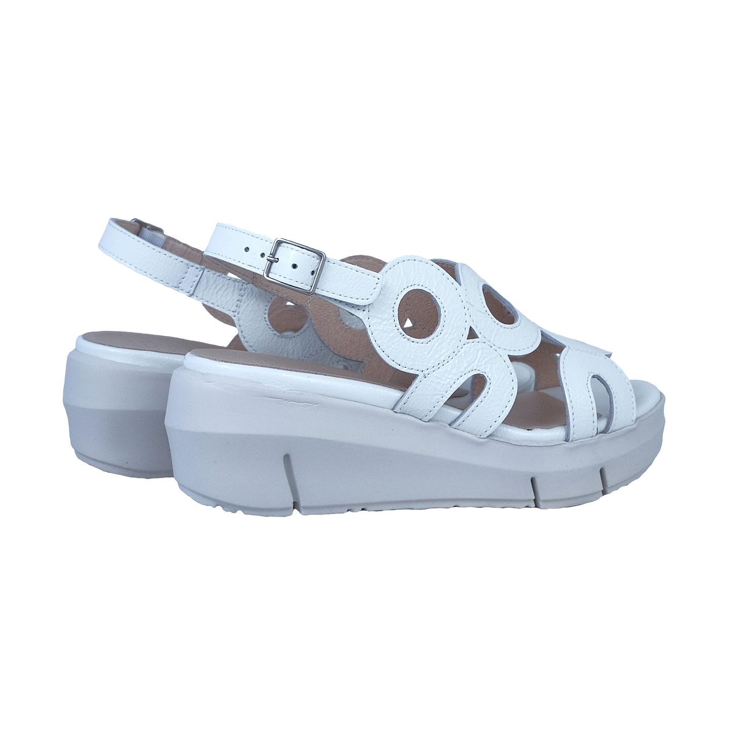 Wonders Flyn: Sandalia Cuña Piel Blanco D-8282