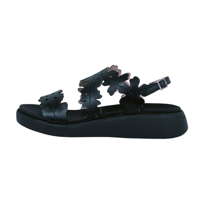 Wonders Mar 51: Sandalia Cuña Piel Negro C-6551