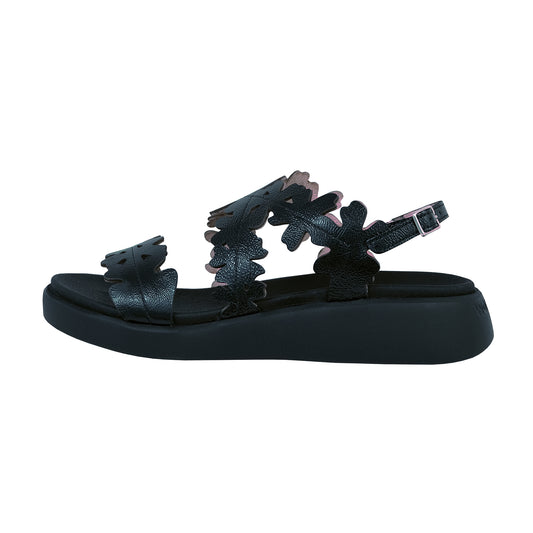 Wonders Mar 51: Sandalia Cuña Piel Negro C-6551