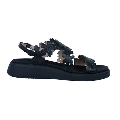 Wonders Mar 51: Sandalia Cuña Piel Negro C-6551