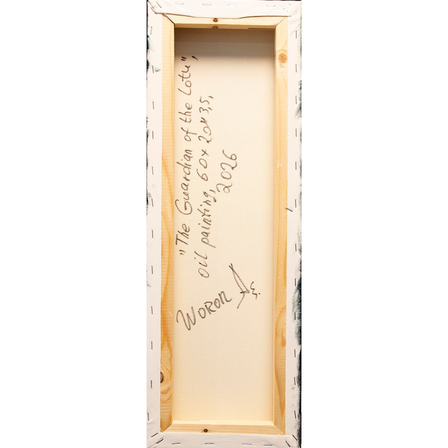 Anastasia Woron “The Guardian of the Lotus” – Óleo Original Firmado 60×20 cm (2026)