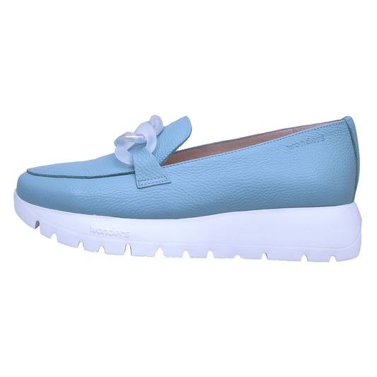 Wonders Rose: Mocasín Mujer Piel Plataforma Azul A-2444