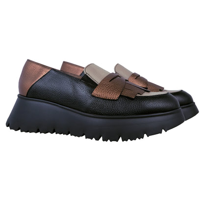Wonders Midnight: Women's Platform Loafers Black C-7312