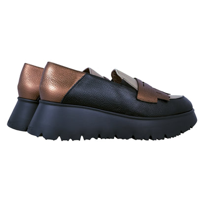 Wonders Midnight: Women's Platform Loafers Black C-7312
