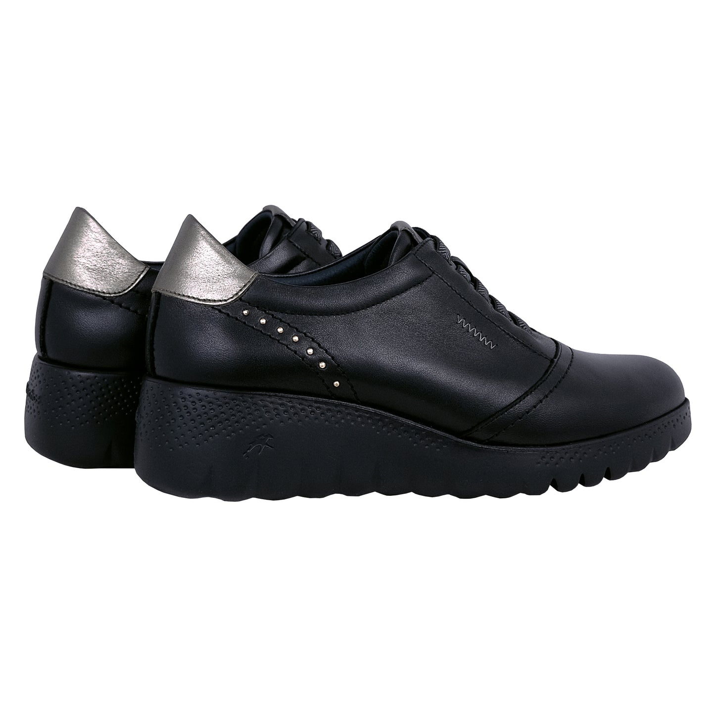 Fluchos Live: Zapatos Mujer en Piel Ligero Negro F2096