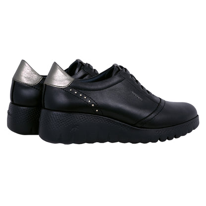Fluchos Live: Zapatos Mujer en Piel Ligero Negro F2096