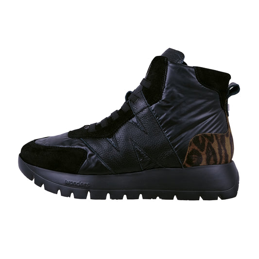 Bottines à plateforme Wonders England pour femme, noires A-2471