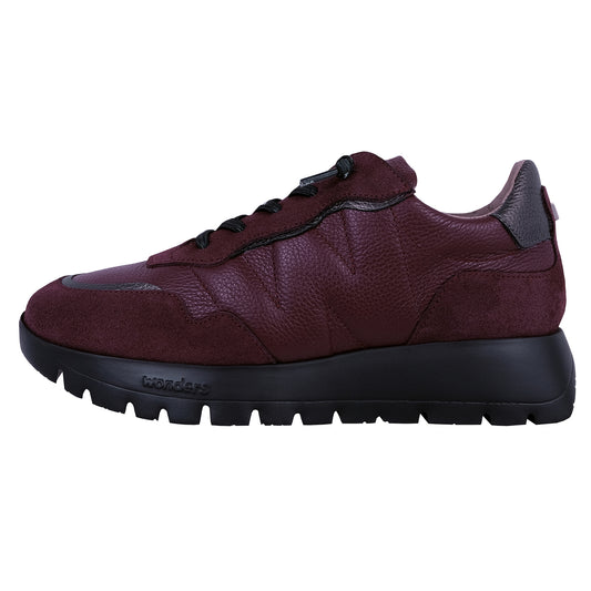 Wonders Supra: Women's Burgundy Leather Sneakers A-2473