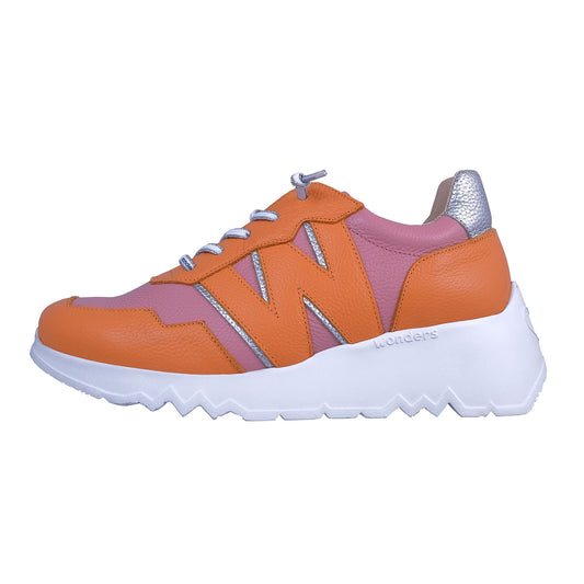 Wonders Kyoto: Zapatillas Mujer Ligero Piel Naranja E-6741
