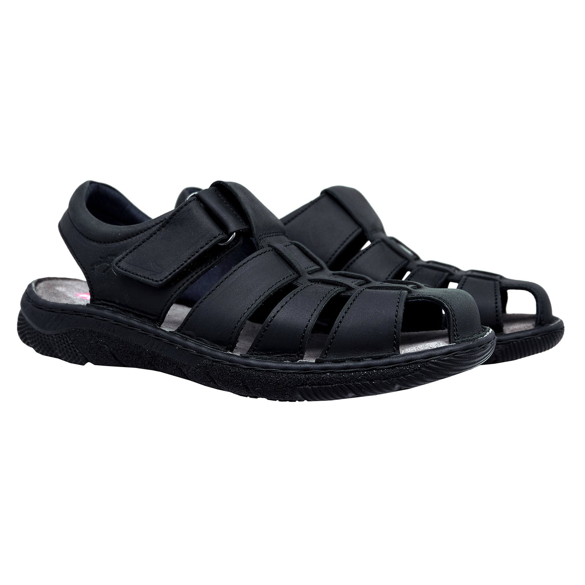 Fluchos Azores F2198 black leather sandals, front angle