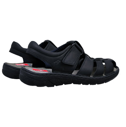 Fluchos Azores F2198 black leather sandals, rear view