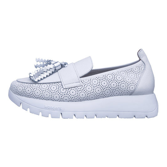 Wonders: Mocasines Mujer Piel Blanco Plataforma A-2445