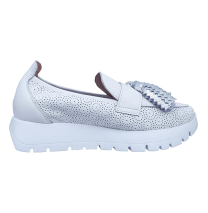 Merveilles : Mocassins à plateforme en cuir blanc pour femmes A-2445