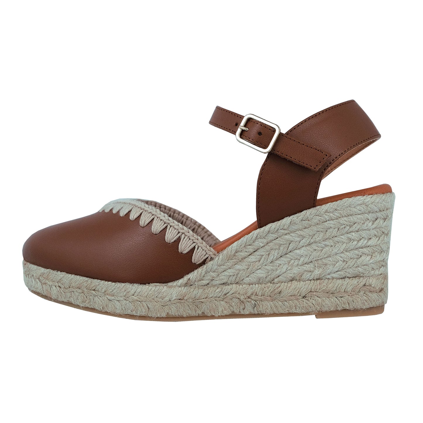 Wonders Malibu : Espadrilles à plateforme pour femme en cuir marron YD-SI612