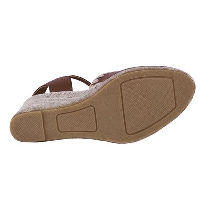Wonders Malibu : Espadrilles à plateforme pour femme en cuir marron YD-SI612