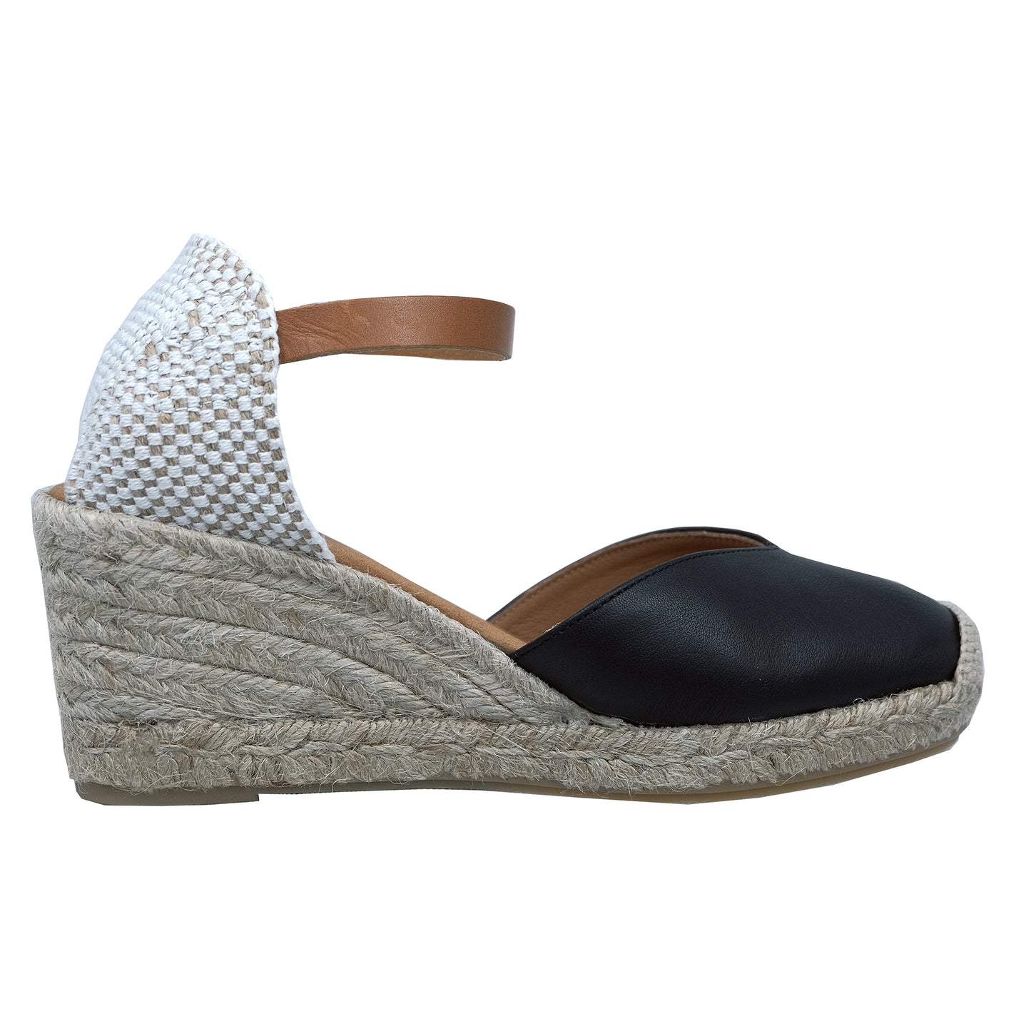 Wonders Lis : Espadrilles à plateforme en cuir noir pour femme – Élégance et confort YD-SI9